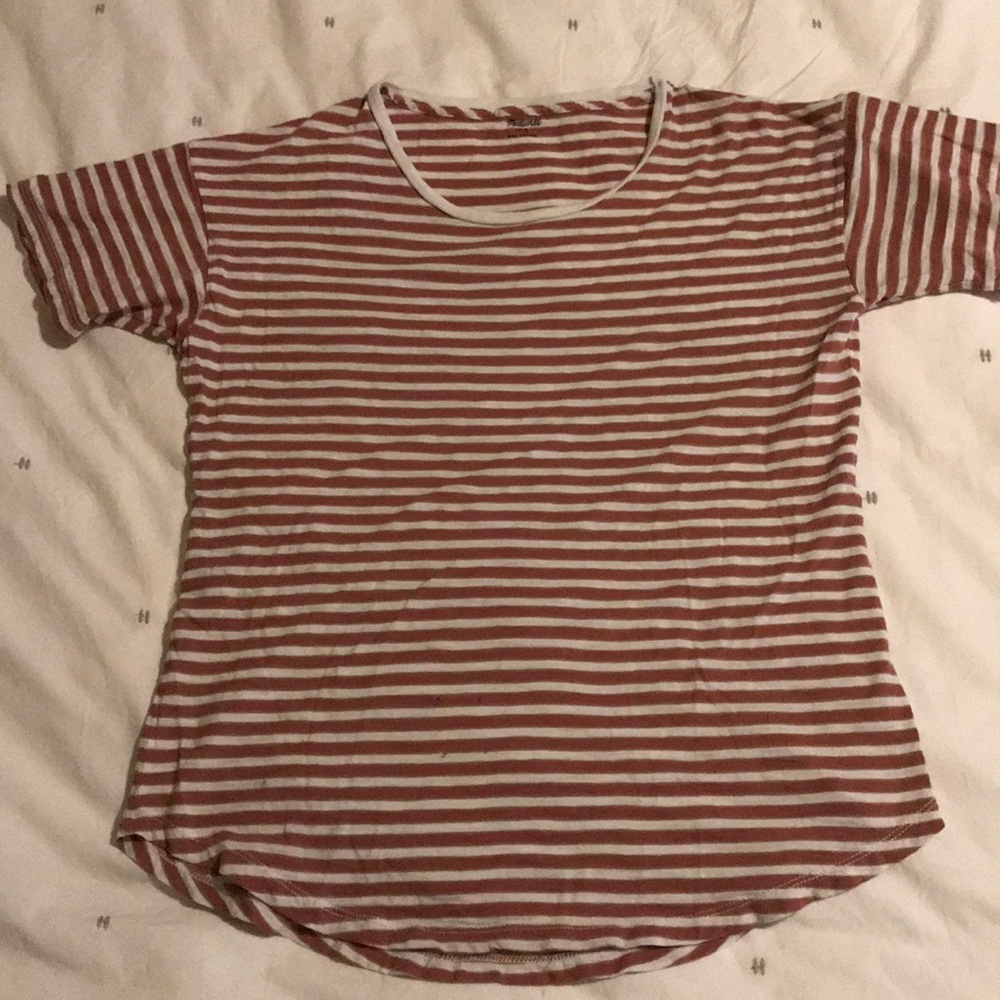 Pink and white striped T-shirt
